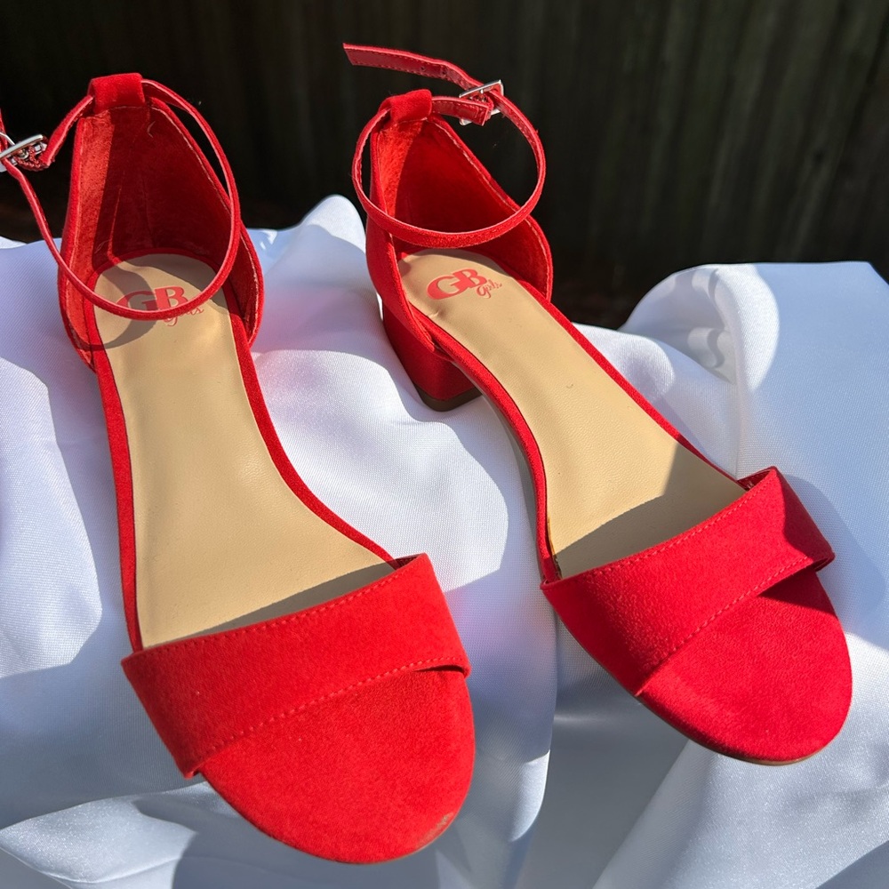 Gianni Bini Girls Vibrant Red Ankle Strap Heels